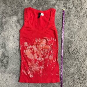 Sold! H&M Red Ribbed Tank with Metallic Splash Graphic